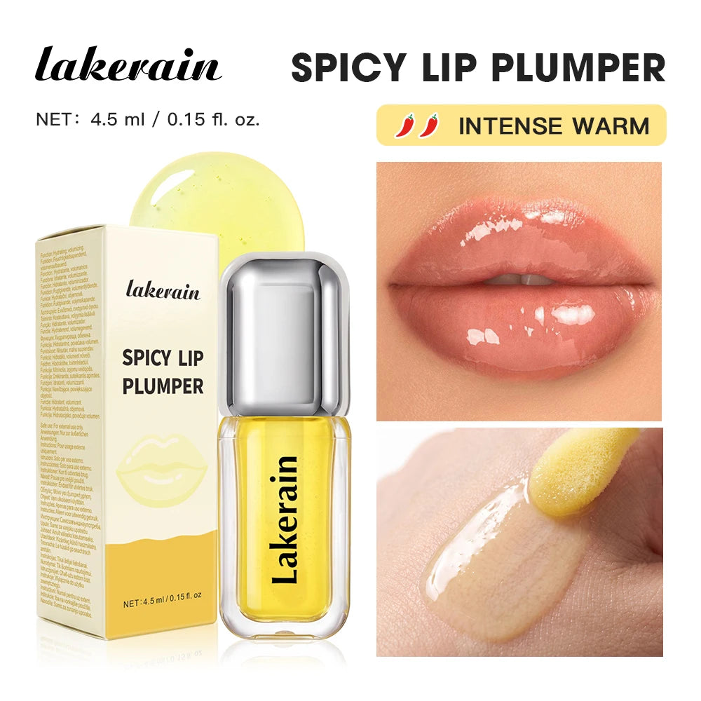 Spicy Lip Plumper Deep Hydration Transparent Glossy Finish Natural Fusion Lip Tone 2 Intensities Visibly Fuller Lips Plumper