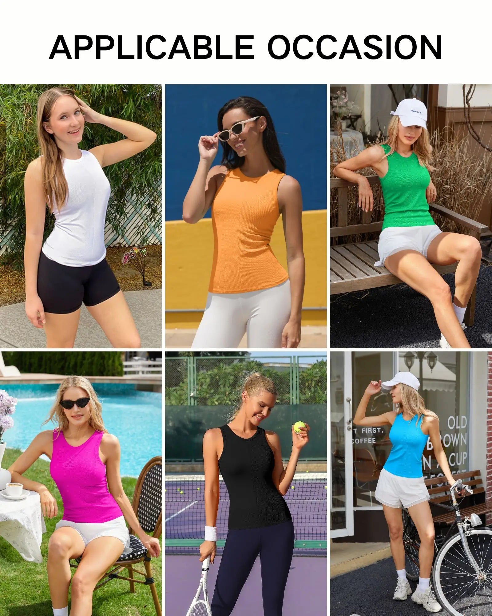Ribflex Workout Tank Tops for Women Full Length Gym Athletic Top with Built in Bra