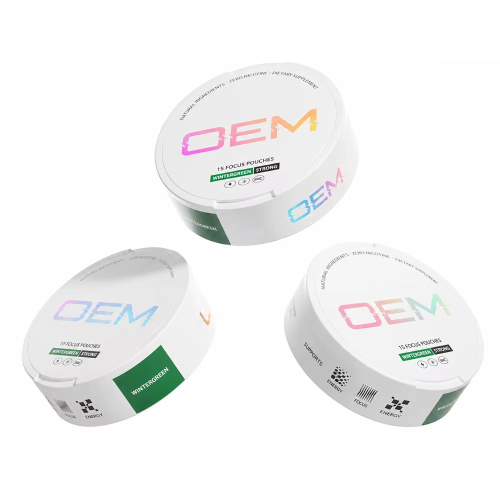 Wholesale OEM Oral Pouches Caffeine Free Focus Pouches Nootropic Alpha-Gpc L-Theanine Plant Based Energy Pouches Ultra Cans