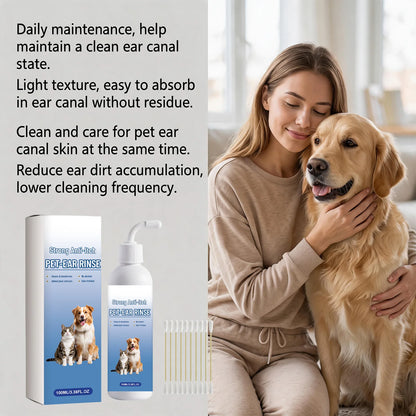 Pet Ear Rinse for Dogs & Cats, Mild Ear Canal Cleansing Liquid, Gentle Ear Wash for Comfort Daily Pet Ear Care