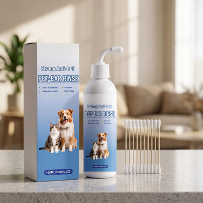 Pet Ear Rinse for Dogs & Cats, Mild Ear Canal Cleansing Liquid, Gentle Ear Wash for Comfort Daily Pet Ear Care