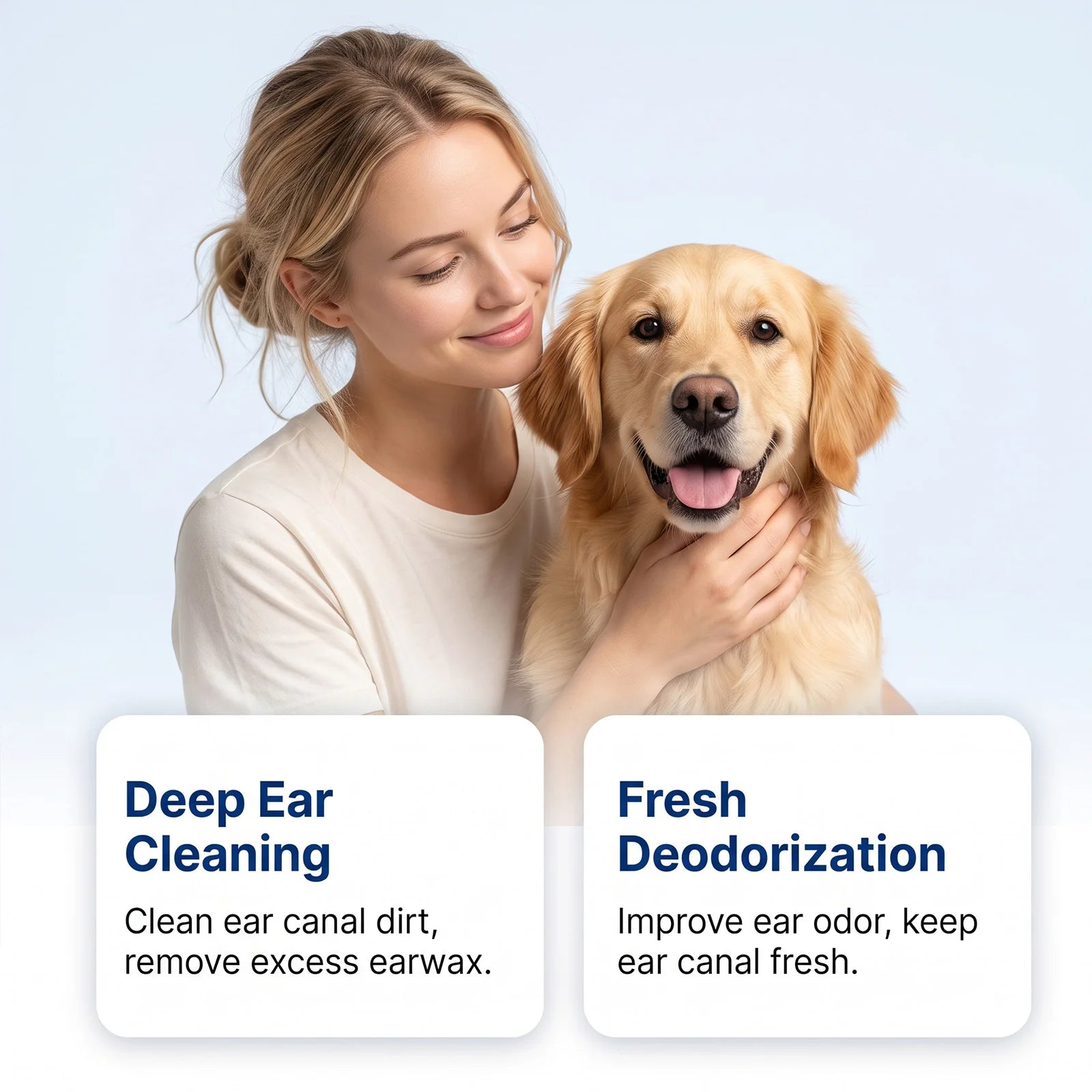 Pet Ear Rinse for Dogs & Cats, Mild Ear Canal Cleansing Liquid, Gentle Ear Wash for Comfort Daily Pet Ear Care