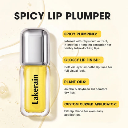 Spicy Lip Plumper Deep Hydration Transparent Glossy Finish Natural Fusion Lip Tone 2 Intensities Visibly Fuller Lips Plumper