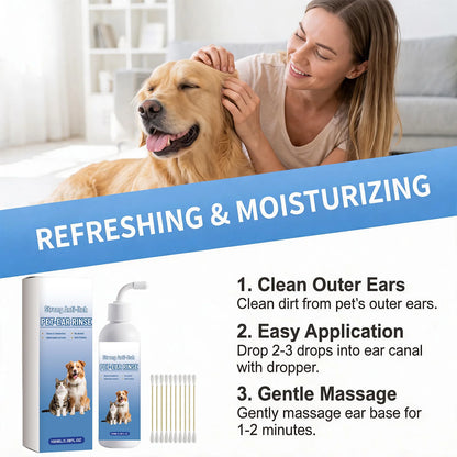 Pet Ear Rinse for Dogs & Cats, Mild Ear Canal Cleansing Liquid, Gentle Ear Wash for Comfort Daily Pet Ear Care